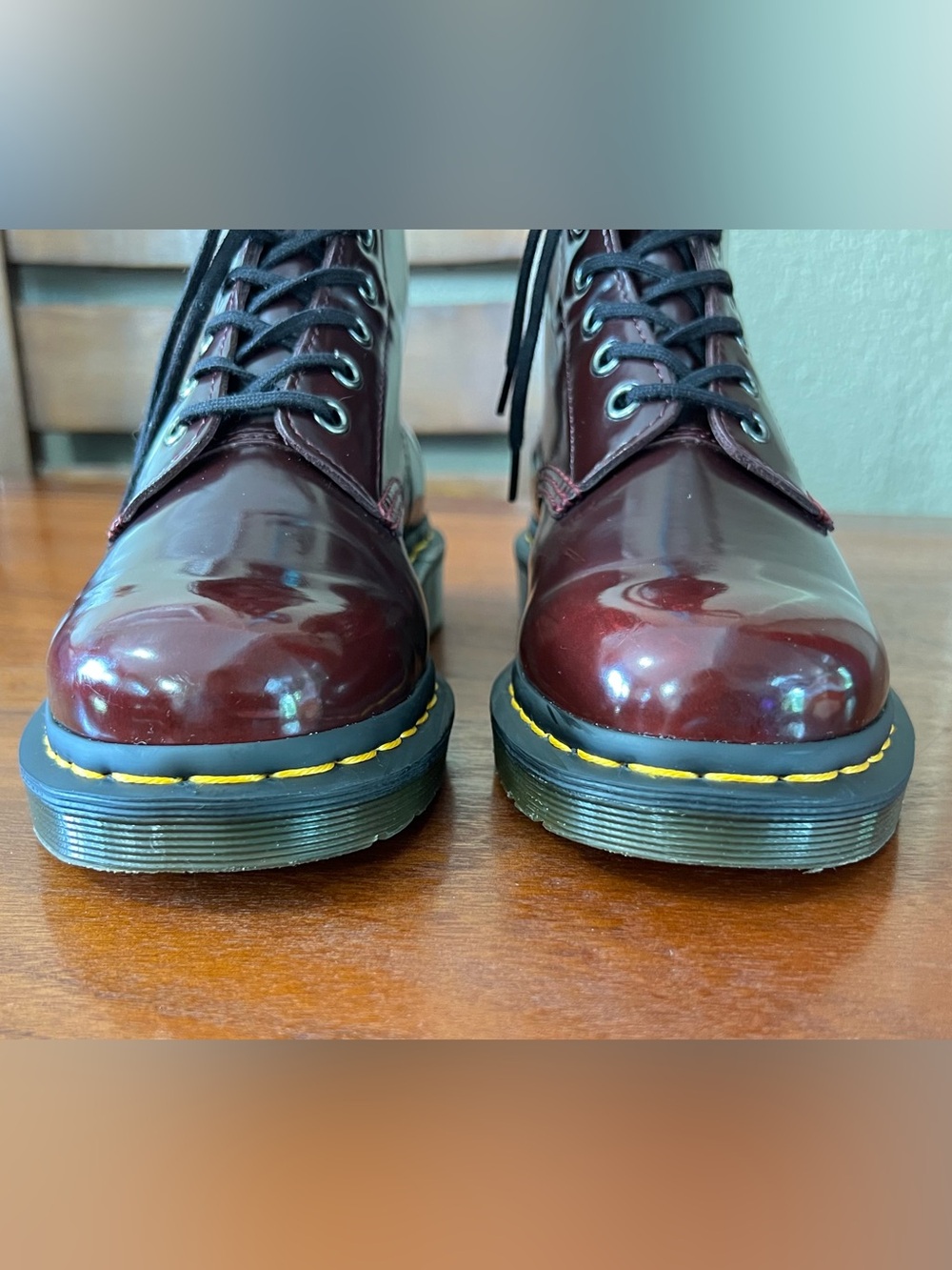 NEW Dr. Martens 1460 Vegan Leather 8-Eye Boot Cherry Red (Rub Off) GORGEOUS Goth - Picture 9 of 14